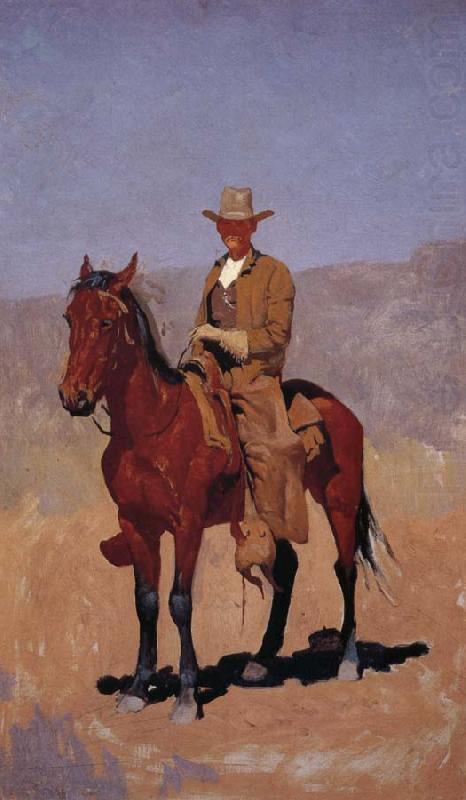 Frederic Remington Mounted Cowboy in Chaps with Bay Horse china oil painting image